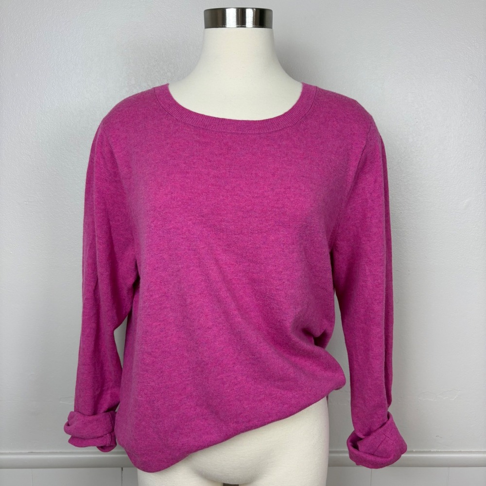 J. Crew Factory Teddie Wool Blend Sweater Pink Size XL Long Sleeve Crewneck